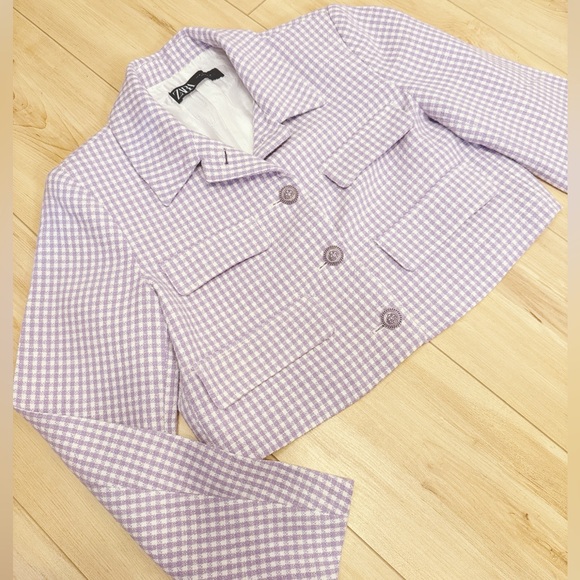 Zara Lilac Checkered Jacket - Picture 9 of 10